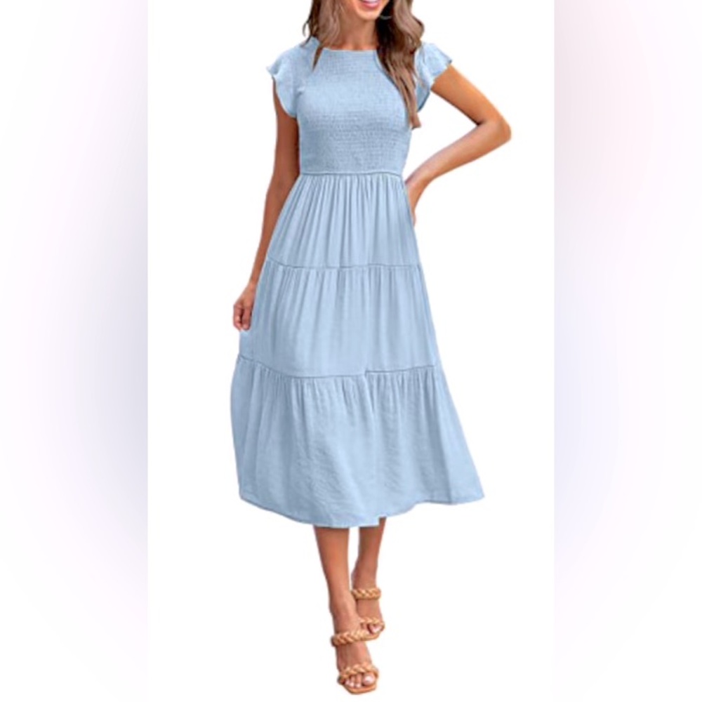Dusty Blue Tiered Dress